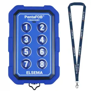 IP66 rated, 8-button PentaFOB® series remote control.