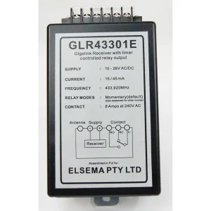 GLR43301E- 433MHz Gigalink® receiver with 1 relay output in an enclosure.